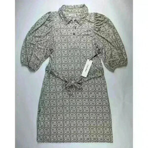 NEW! Calvin Klein Women's Size 10 Logo-Print Tie Waist Shirt Dress NWT $119